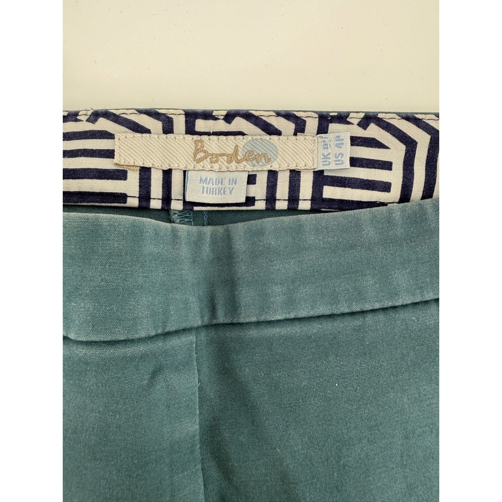 Boden‎ Richmond 7/8 Pants Womens 4P Teal Blue Green Side Zip Cropped Trousers - Picture 2 of 7